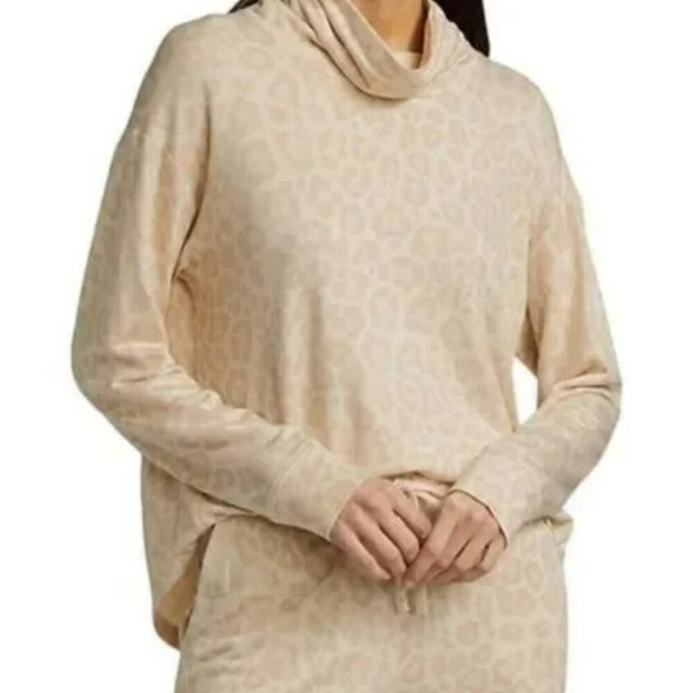 Splendid Animal Print Leopard Joggers & Sweatshirt 2PC SET Oatmeal Sz L NEW $266